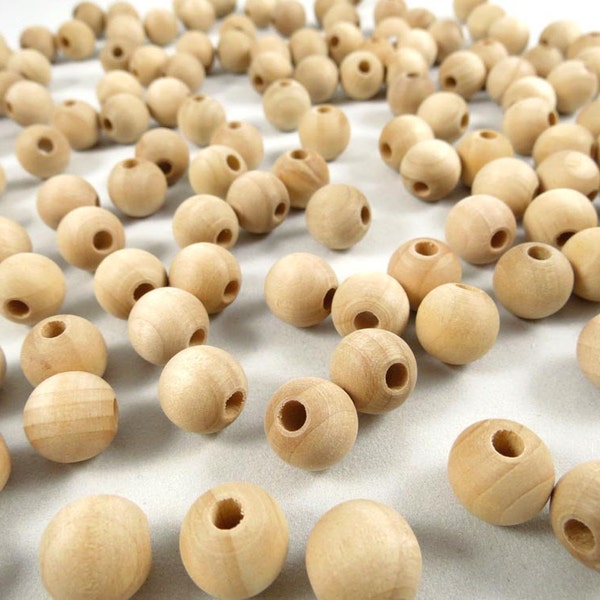 50 Wood Beads, Round - 1/2 inch, 12mm Unfinished Round Wooden Beads for DIY