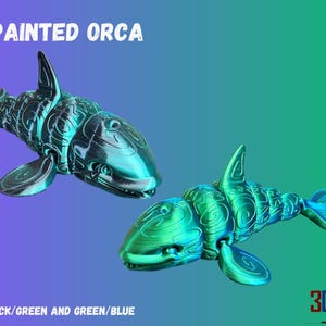 Painted Orca -  Articulating 3D Printed Sensory Fidget Toy