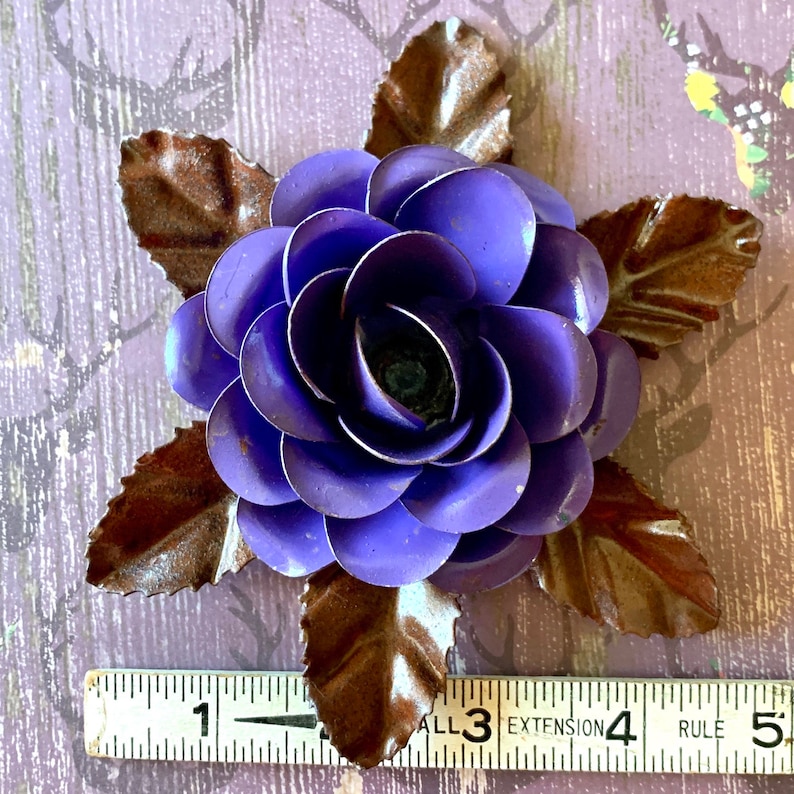 Rustic Bright Purple Metal Flower FREE SHIPPING Etsy