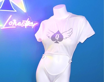 QOS Angel O Ring Body Suit |QOS Snowbunny BBC Hotwife Apparel