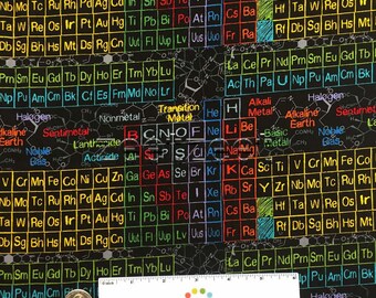 Periodic Table Dark Chemistry Science Fabric Fat Quarter | Etsy Periodic Table Quilt | Colchas, Boda