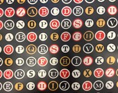 GARBO PVC Vinyl-coated Laminated Type Keys Black 37001 14C MODA Circa 1934 by Cosmo Cricket Oilcloth Fabric - by Yard or Half Yard Rare