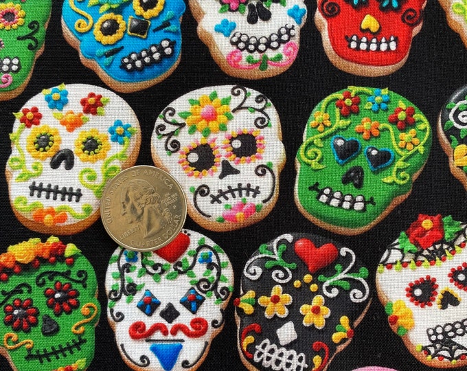 Day of the Dead COOKIES Fabric - Robert Kaufman AHJD-22024-287 Sweet Tooth - Quilt Fabric by the Yard or select cut - Dios de los Muertos