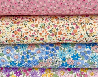 Sevenberry PETITE GARDEN Fabric by the Fat Quarter Fq Bundle Set, Mini FLORAL, Robert Kaufman, 100% Cotton, Pink Blue Purple Summer SB6163D6