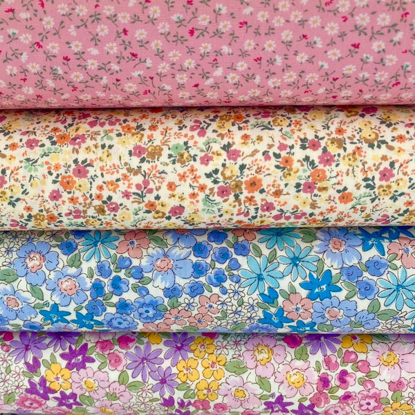 Sevenberry PETITE GARDEN Fabric by the Yard or cut, Mini FLORAL, Robert Kaufman, 100% Cotton Fabric, Pink Blue Purple Summer SB6163D6