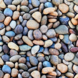 BEACH ROCKS Pebbles Fabric - Elizabeth&#39;s Studio - Cotton Quilt Fabric by the Yard or Length - 684 Gold - Small Realistic - Landscape Medley