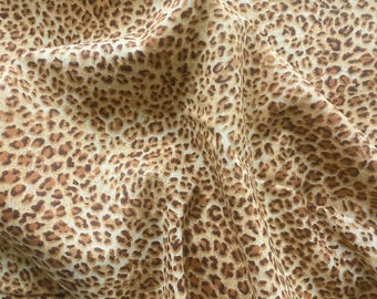 Katoenen stof met kleine luipaardprint - beige en bruine dierenprint