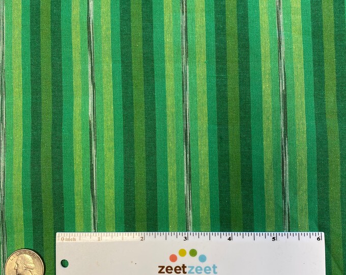 GREEN STRIPE FABRIC, Yarn-dyed, Woven fabric, Chambray, Quilt Fabric, by the Yard, Half Yard, or Fat Quarter Fq