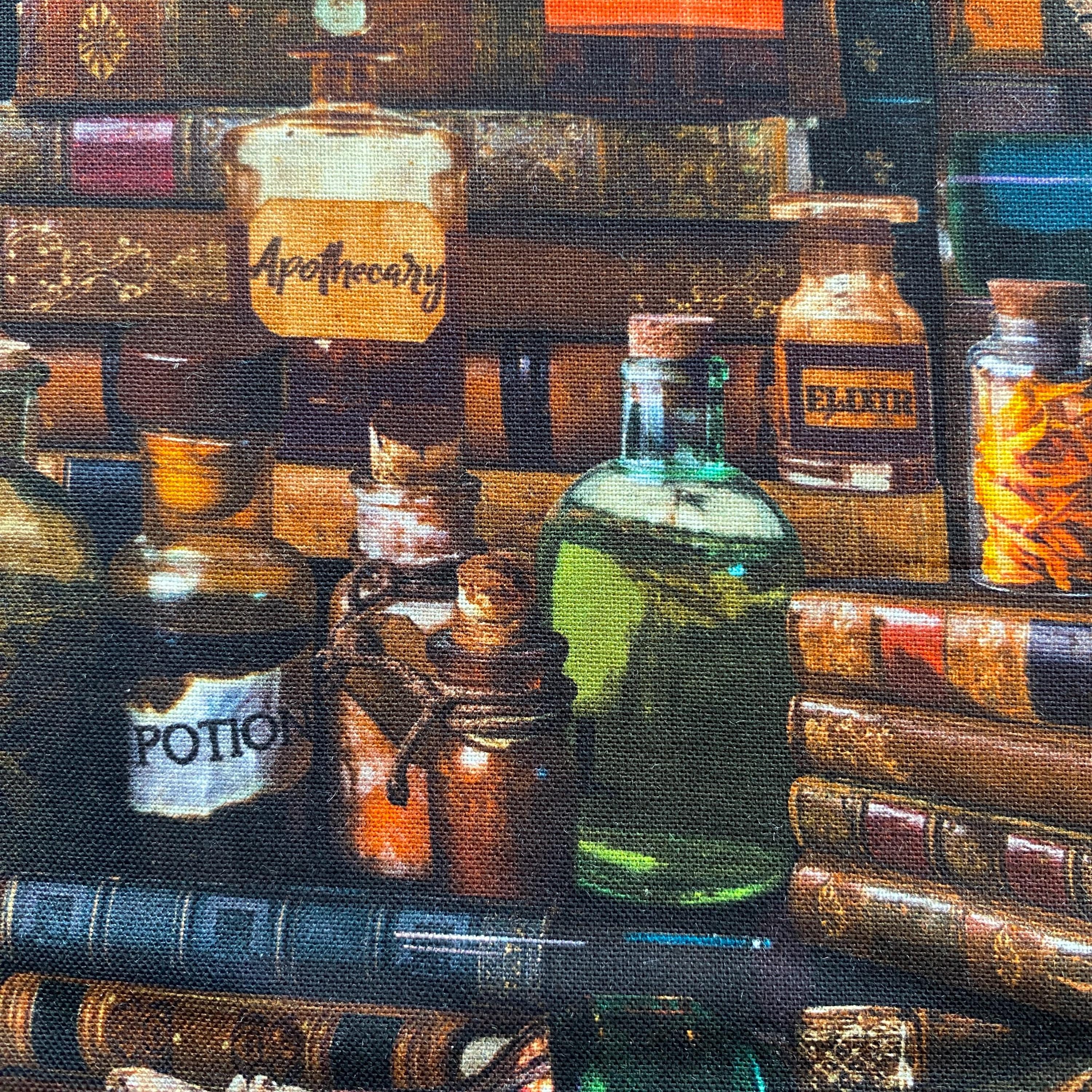 LIBRARY Books Packed Magic POTIONS Fabric - Timeless Treasures - 100% ...