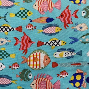 SHOAL Aqua Fabric - Dear Stella - Cotton Quilt Fabric by the Yard or Select Length - STELLA-DFG2719  METHYL - Fish Fishes Under the Sea