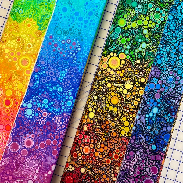 EFFERVESCENCE Fabric, Robert Kaufman - RAINBOW and BRIGHT Circles Cotton Quilt Fabric, by the Yard or Half-yard