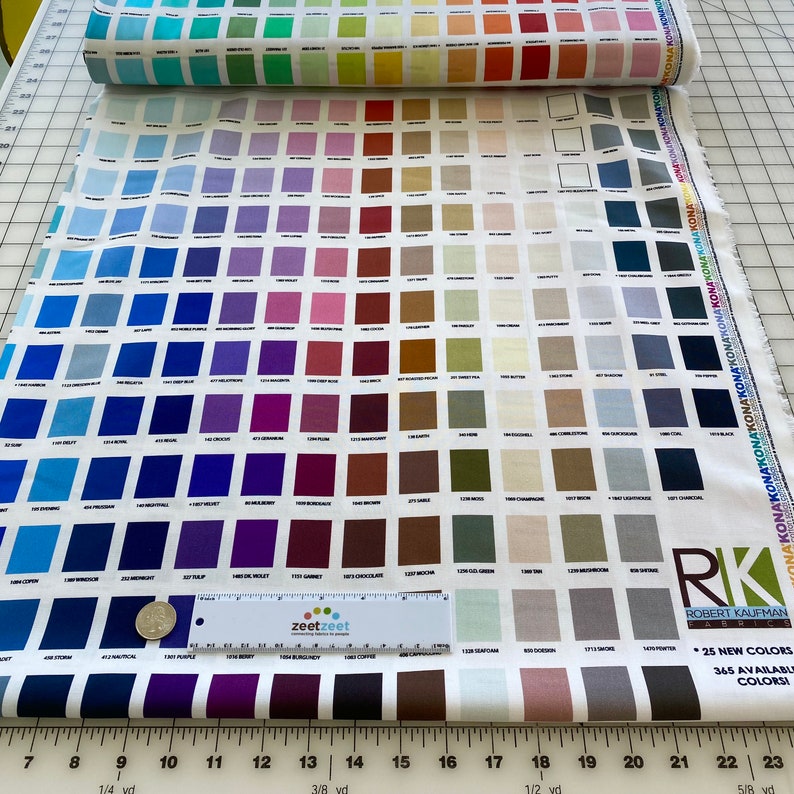 RARE Robert Kaufman Fabrics - KONA COTTON - Printed Color Chart Color ...