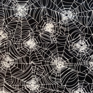 HALLOWEEN Spider WEB Fabric - Timeless Treasures - 100% Cotton Fabric by Yard or Select Length - GAIL_CG7786 Black - Glow In The Dark Fabric