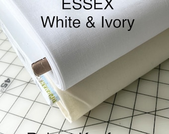 Robert Kaufman ESSEX Linen Cotton Blend fabric by the 1/2 yard or select length - ESSEX White & Ivory Fabric