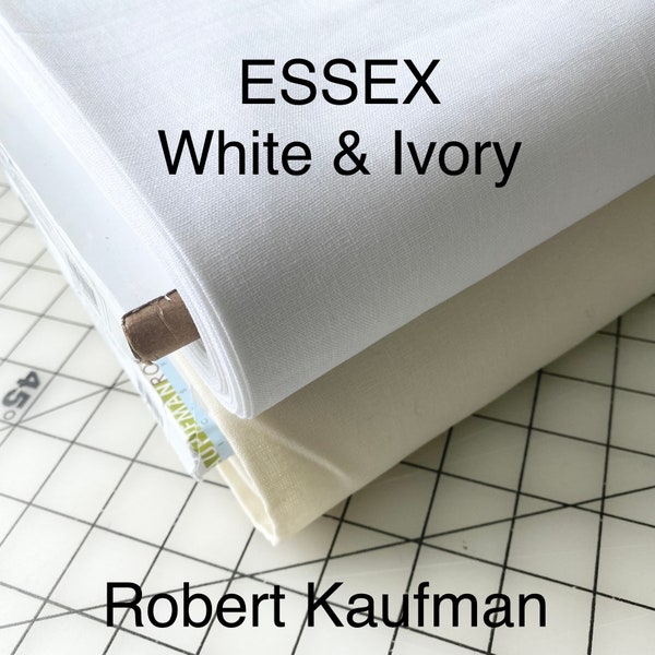 Robert Kaufman ESSEX Linen Cotton Blend fabric by the 1/2 yard or select length - ESSEX White & Ivory Fabric