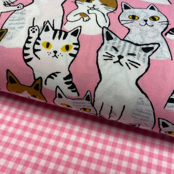 Pink Cat Fabric Etsy