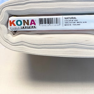KONA NATURAL Fabric - Robert Kaufman - Yard Fat Quarter, Natural Solid Fabric, White quilting cotton, 100% cotton quilting fabric
