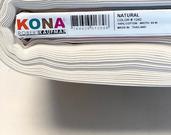 KONA NATURAL Fabric - Robert Kaufman - Yard Fat Quarter, Natural Solid Fabric, White quilting cotton, 100% cotton quilting fabric