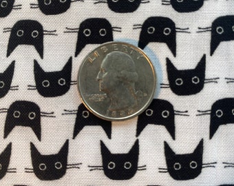 Dear Stella - FELINE FANCY - Cats in the Kitchen Cat Heads Black - 100% Cotton Fabric by the Yard or Select Length - STELLA-DLW2664  White