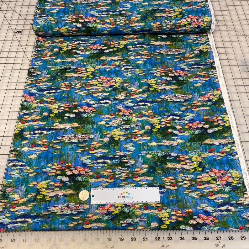 CLAUDE Water Lilies Cotton Fabric Robert Kaufman Etsy
