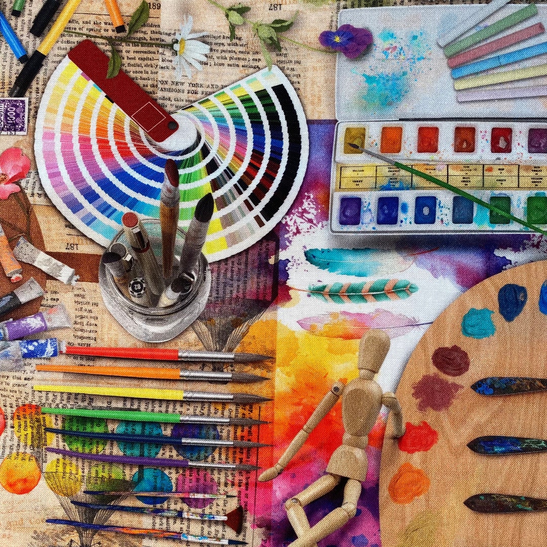 The ARTIST'S DESK Fabric Robert Kaufman ANPD21916205 Cotton Quilting