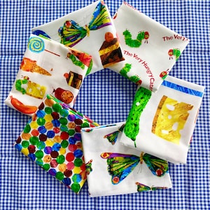 The Very Hungry Caterpillar GIFT Set of 6 CLASSICS - 100% Cotton Quilt Fabric - Andover Fabrics by Eric Carle Food Stripe Butterflies Spots
