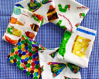 The Very Hungry Caterpillar GIFT Set of 6 CLASSICS - 100% Cotton Quilt Fabric - Andover Fabrics by Eric Carle Food Stripe Butterflies Spots