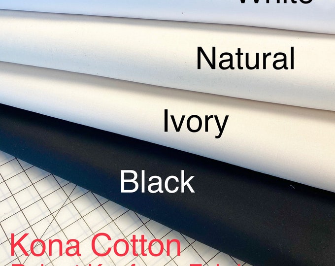 Robert Kaufman - Kona - Solid - Black - 100% Cotton Fabric by the Yard or Select Length KONA-BLACK White Natural Ivory