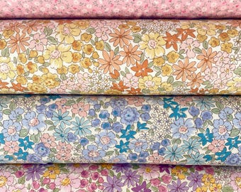 Sevenberry PETITE GARDEN Fabric by the Yard or cut, Mini FLORAL, Robert Kaufman, 100% Cotton Fabric, Pink Blue Purple Summer SB6163D6