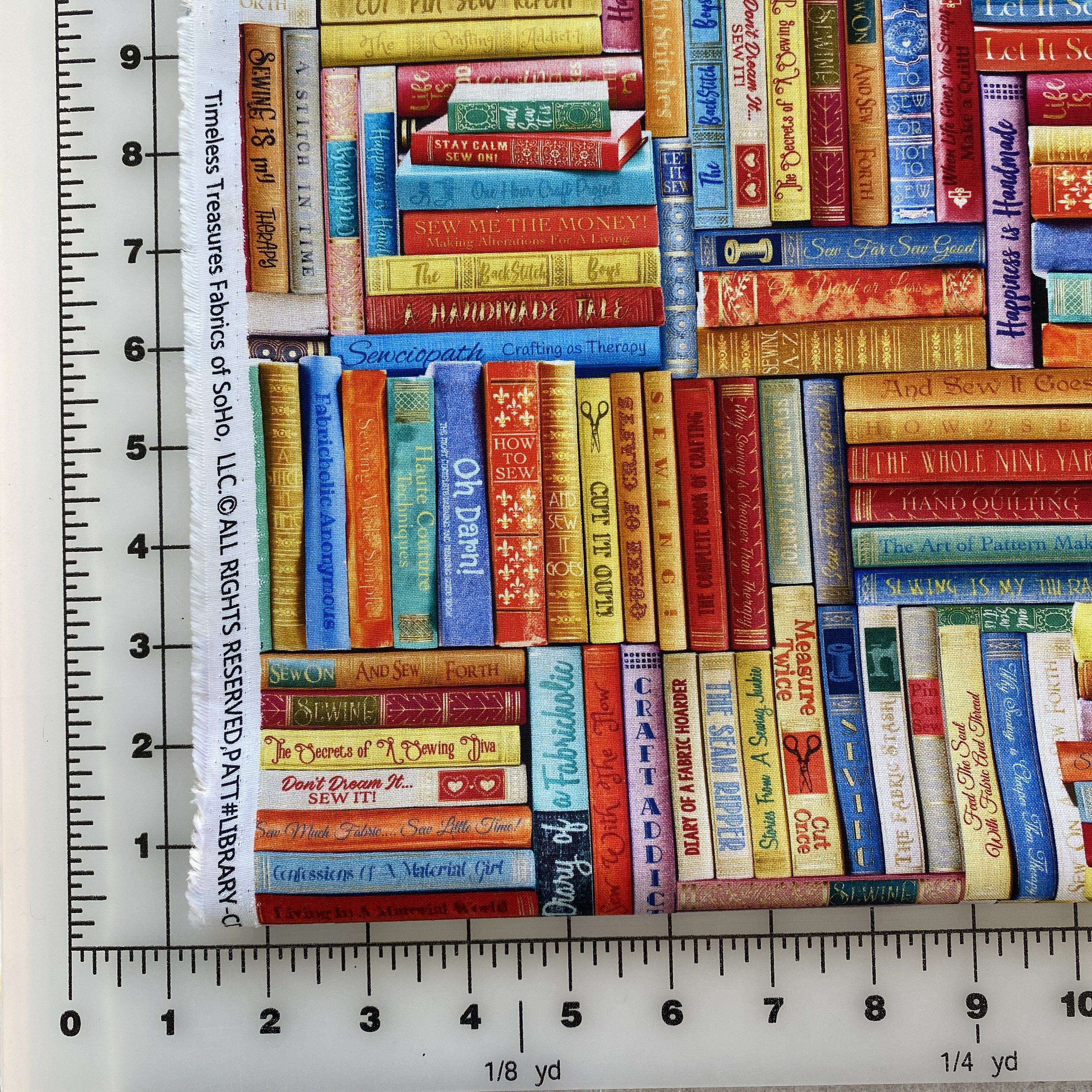Sewing LIBRARY BOOKS Book Fabric - Timeless Treasures - 100% Cotton ...