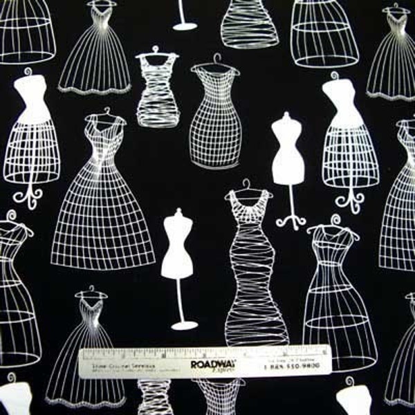 DRESSFORMS Michael Miller DRESS Forms BLACK And White Quilt Fabric by the Yard, Half Yard, or Fat Quarter Fq