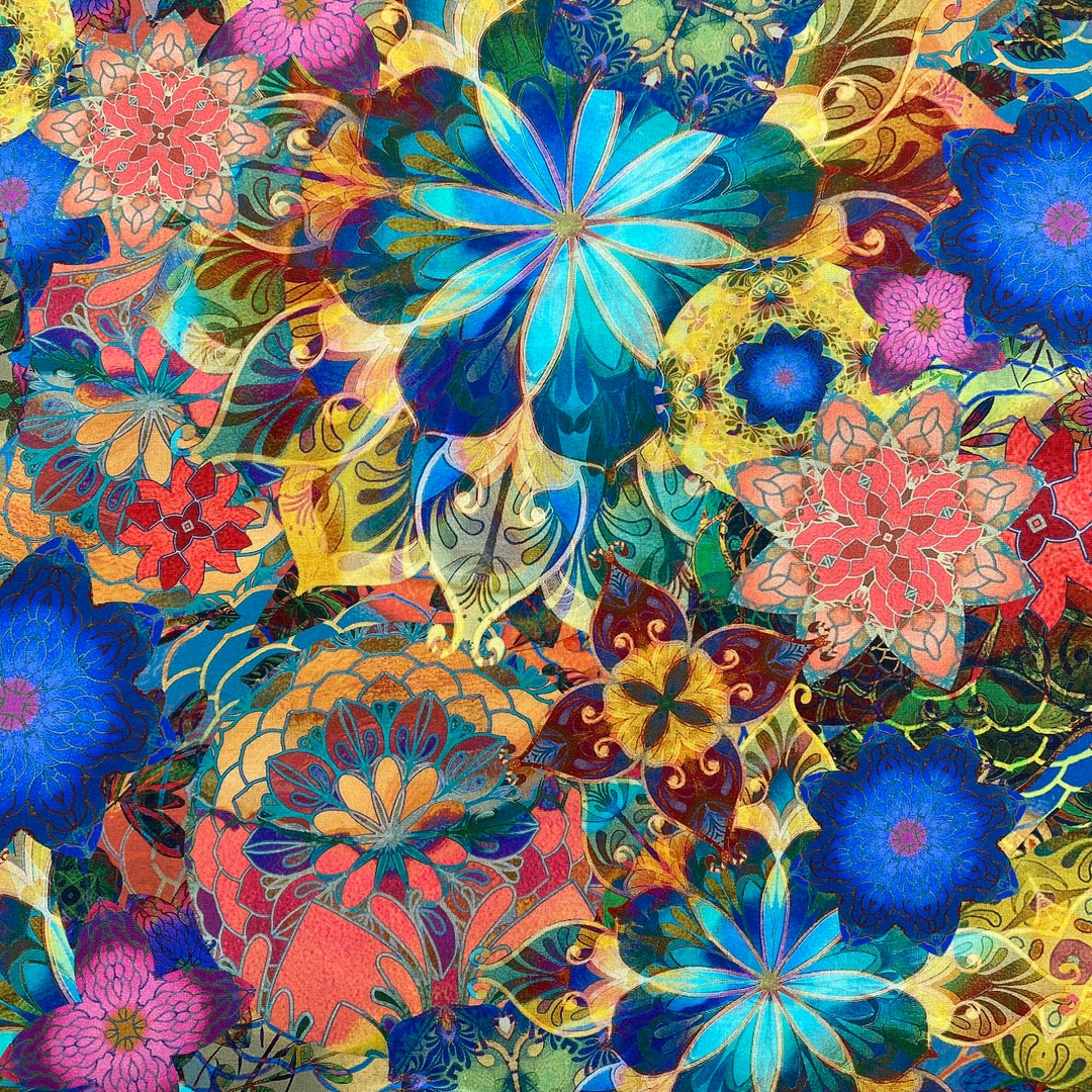 VENICE MULTI Floral Robert Kaufman Fabrics by Christiane Marques 100% ...