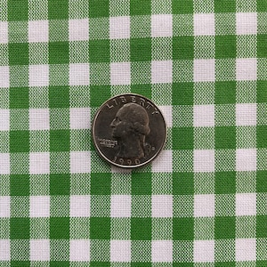 GREEN GINGHAM Fabric by the Yard, 1/4&quot; Robert Kaufman CAROLINA P-16368 Gingham Fabric, 100% Cotton, Gingham Check Fabric - Green & White