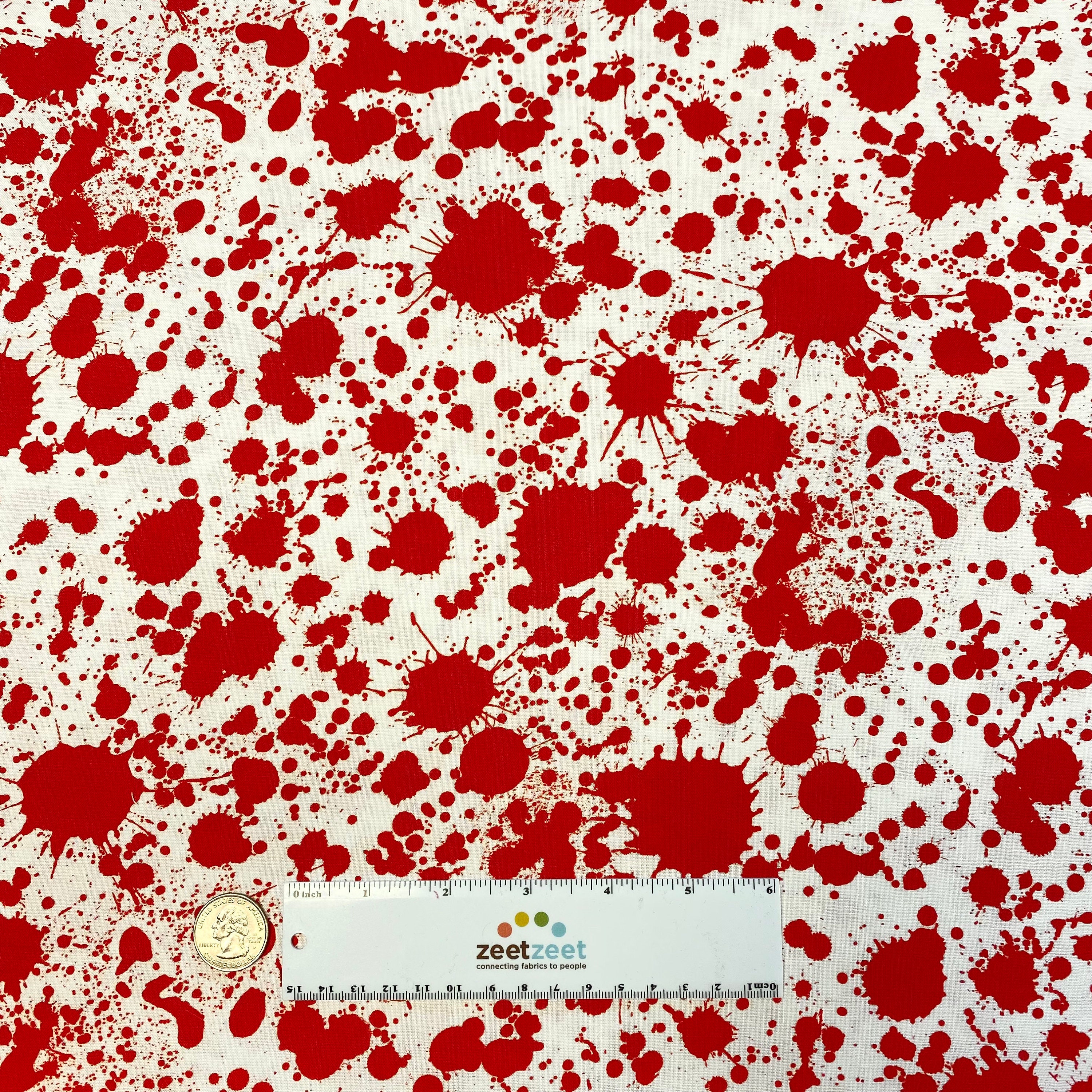 Classic Horror Movie Films BLOOD SPLATTER Red White Fabric
