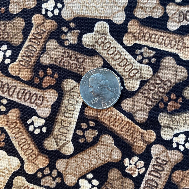 Tossed DOG BONES BISCUITS Fabric Timeless Treasures 100% Cotton Fabric by the Yard or Select Length Dog-C8555 Black image 2