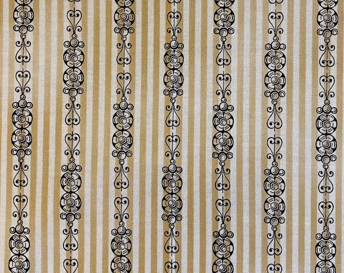 SILHOUETTE STRIPE Tan Black Quilt Quilting Fabric Cotton by the Precut Fat Quarter Oop VALENTINE The Silhouette Collection Robert Kaufman
