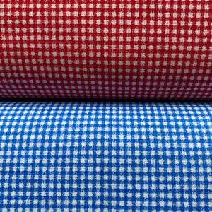 1/16&quot; Printed Tiny GINGHAM Fabric RED BLUE by the Yard or select cut - 100% Cotton Gingham Check Fabric Red/White or Blue/White Fun Brites