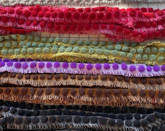 Pom Pom LOOP OMBRE Fringe TRIM Bundle - Over 1/2 Pound Large Lot as shown - Apparel Bags Pillows Crafts