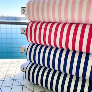 CLASSIC 1/4&quot; STRIPE - 100% Cotton Quilt Fabric - Riley Blake Red Navy Blue Baby Pink Black and White