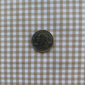 SAND Tan GINGHAM Fabric by the Yard, 1/8&quot; Robert Kaufman CAROLINA Gingham Fabric, 100% Cotton, Gingham Check Fabric Tan & White