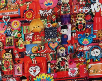 WORLD DOLL COLLECTION Fabric - Red - 100% Cotton Quilt Fabric by the Yard or Select Length