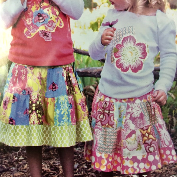 Sewing PATTERN No. 8 "The PATCHWORK SKIRT & T-Shirt" How To Make Instructions Directions Pink Fig Patterns Scrap Squares Girls Outfit