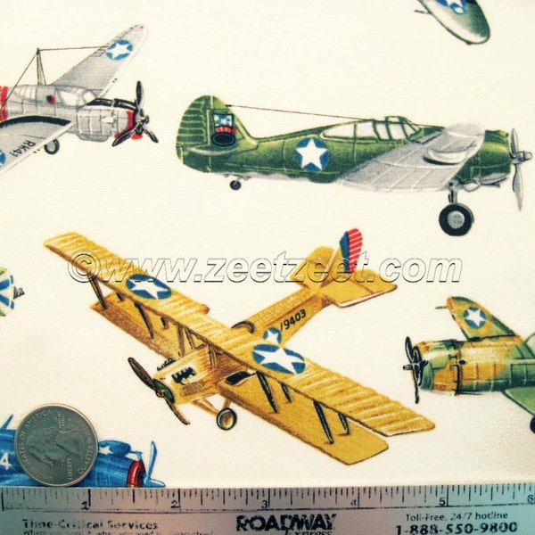 Robert Kaufman MOVIN' ON, CREAM Airplane Vintage Style Planes Cotton Quilt Fabric by the Half Yard or Fat Quarter Fq Flight Flying