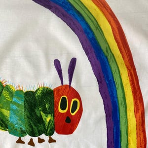 The Very Hungry Caterpillar RAINBOW WHITE Panel - 100% Cotton Quilt Fabric - Andover Fabrics by Eric Carle - A-9597-L