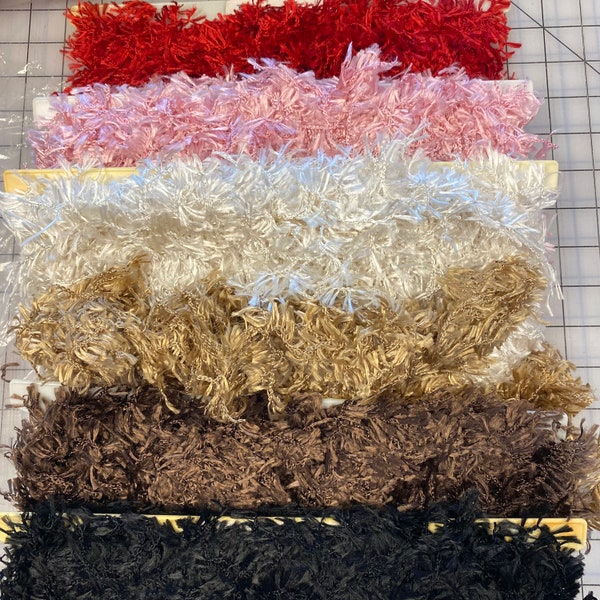 FLUFFY OSTRICH-look TRIM - Gimp Trim By the Yard - Choose Color - White Pink Black Red Brown - Decorative Sewing Trim Rayon