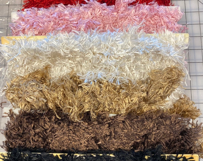 FLUFFY OSTRICH-look TRIM - Gimp Trim By the Yard - Choose Color - White Pink Black Red Brown - Decorative Sewing Trim Rayon