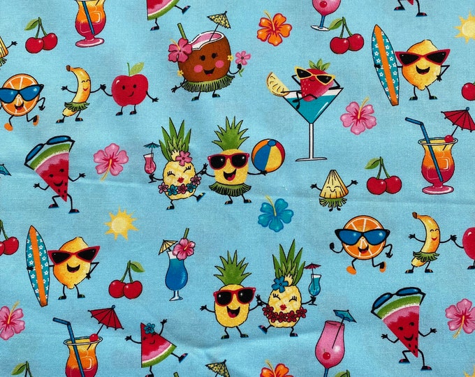 TROPICAL SNACKS Freckle & Lollie - Lollie Snacks - FLLS-D40-E - 100% Cotton Fabric by the Yard or Select Length  Food