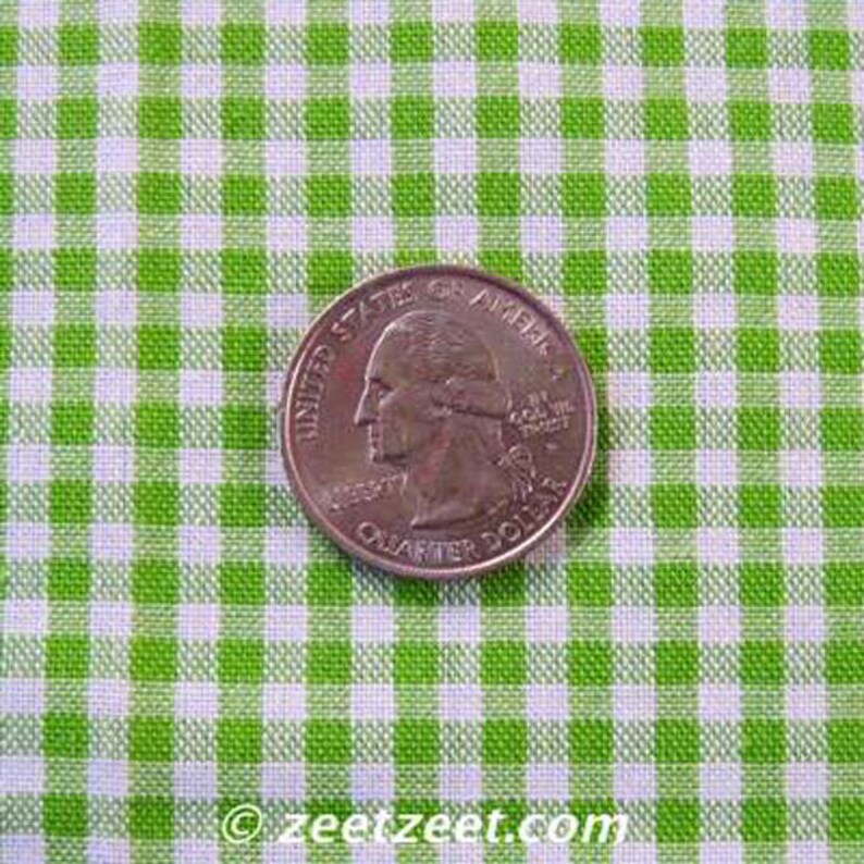 GINGHAM CHECK 1/8 Lime Green & White 100% Cotton Fabric by the Yard, Half Yd, Quarter Yd, FQ 16 other colors image 1