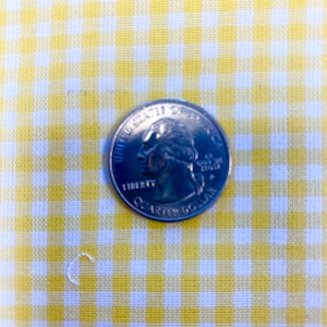 GINGHAM CHECK 1/8&quot; Yellow & White 100% Cotton Fabric - by the Yard, Half Yd, Quarter Yd, FQ (16 other colors)