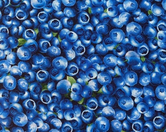 Tela BLUEBERRY BLUEBERRIES - Timeless Treasures - Tela 100% algodón cortada a medida o a medida - FRUIT-CD1748 Blue Summer Fruit